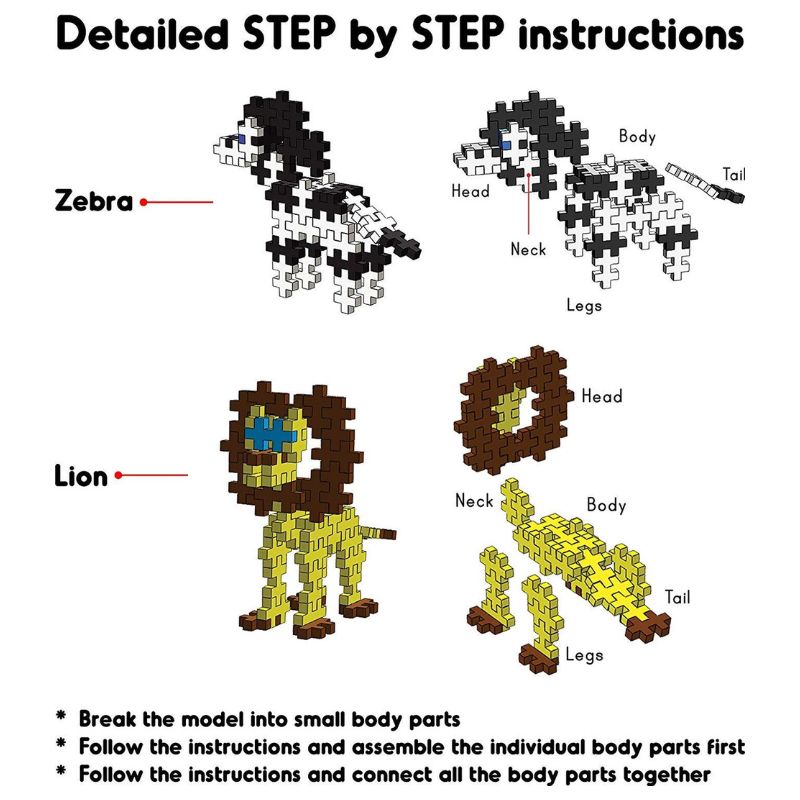 Fixi Bricks Jungle Tube 2 Lion & Zebra (Pack Of 12)