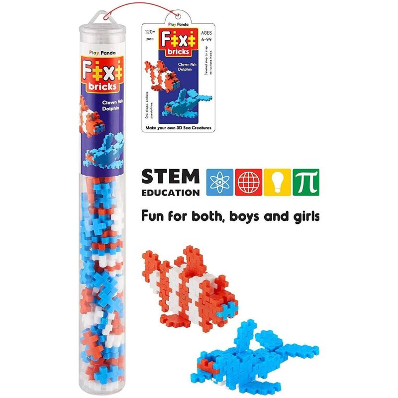 Fixi Bricks Aqua Tube 1  Dolphin & Clown Fish (Pack Of 12)