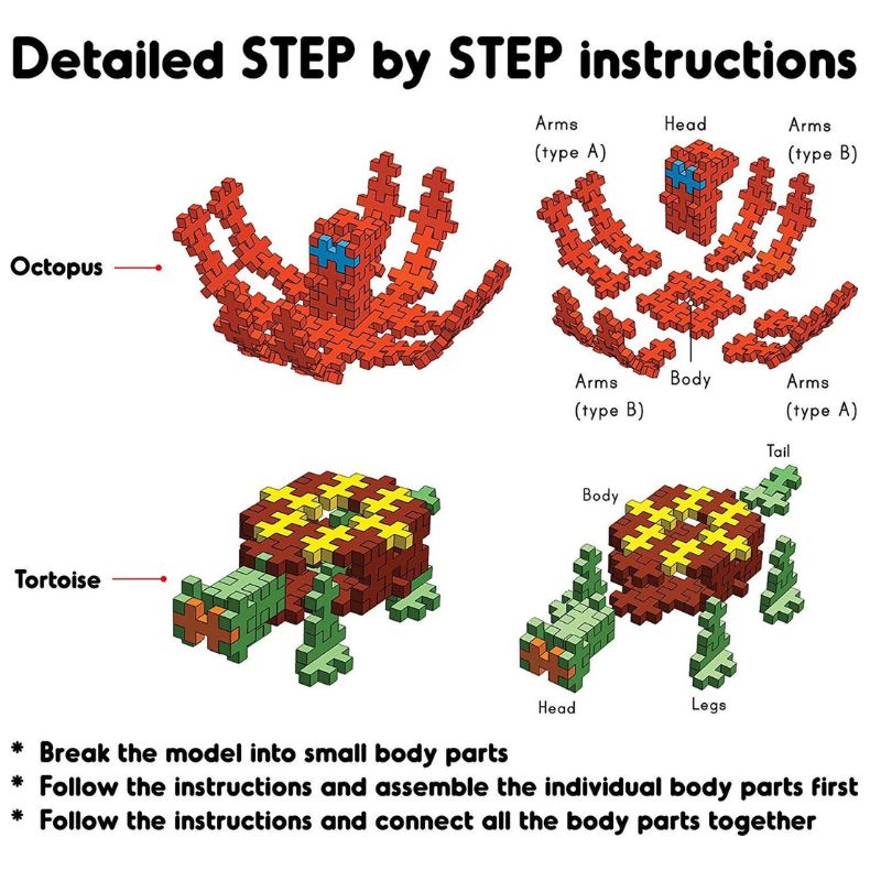 Fixi Bricks Aqua Tube 2  Tortoise & Octopus (Pack Of 12)