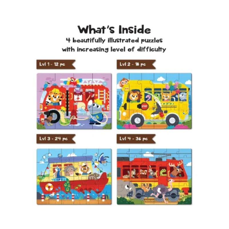 4 in a Box Trasportation Puzzle Set