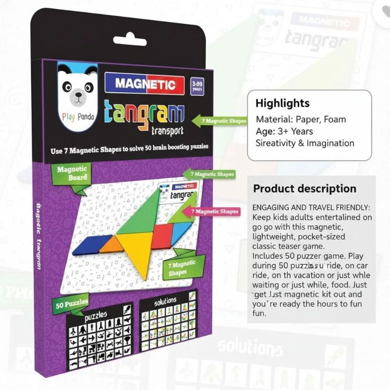 Magnetic Tangram Puzzle Transport (Pack Of 12)