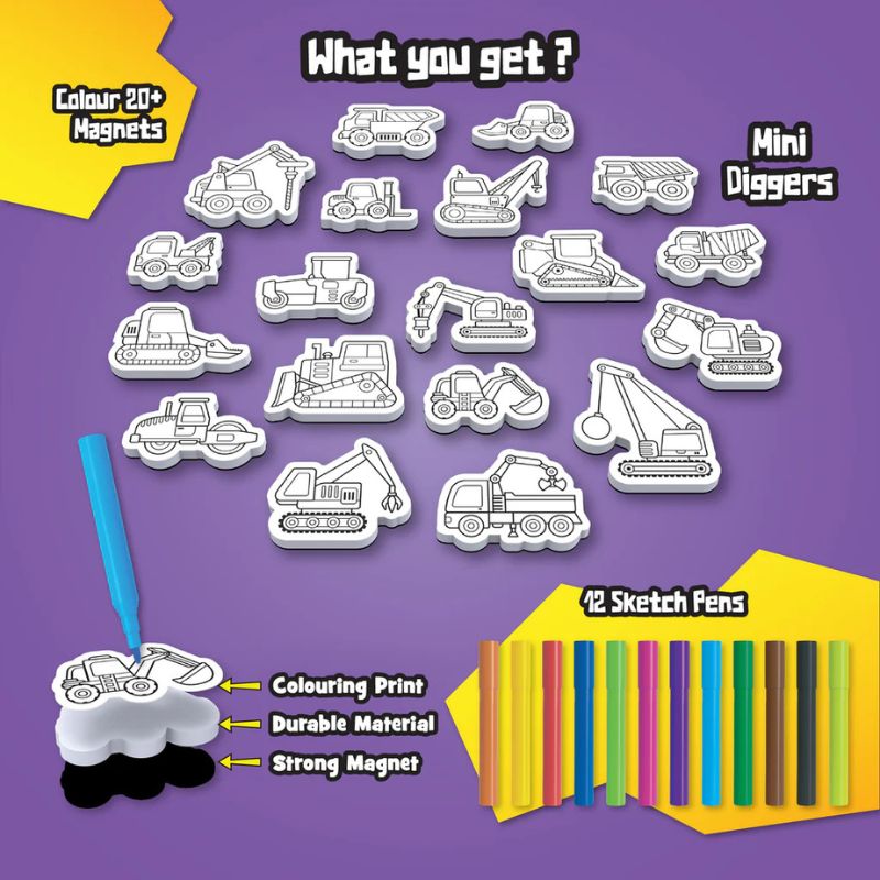 MYM Colour & Play Mini Diggers (Pack Of 6)