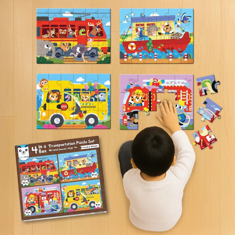 4 in a Box Trasportation Puzzle Set