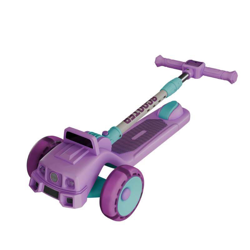 3-WHEEL KICK SCOOTER WITH MUSIC -PURPLE/SEA GREEN