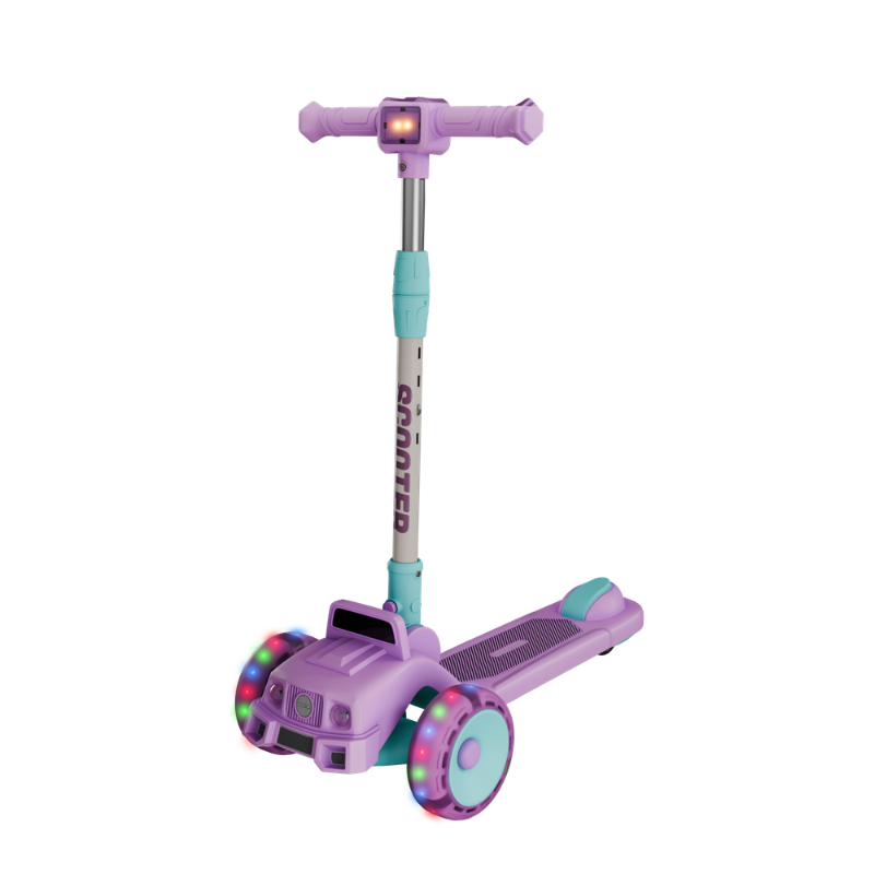 3-WHEEL KICK SCOOTER WITH MUSIC -PURPLE/SEA GREEN