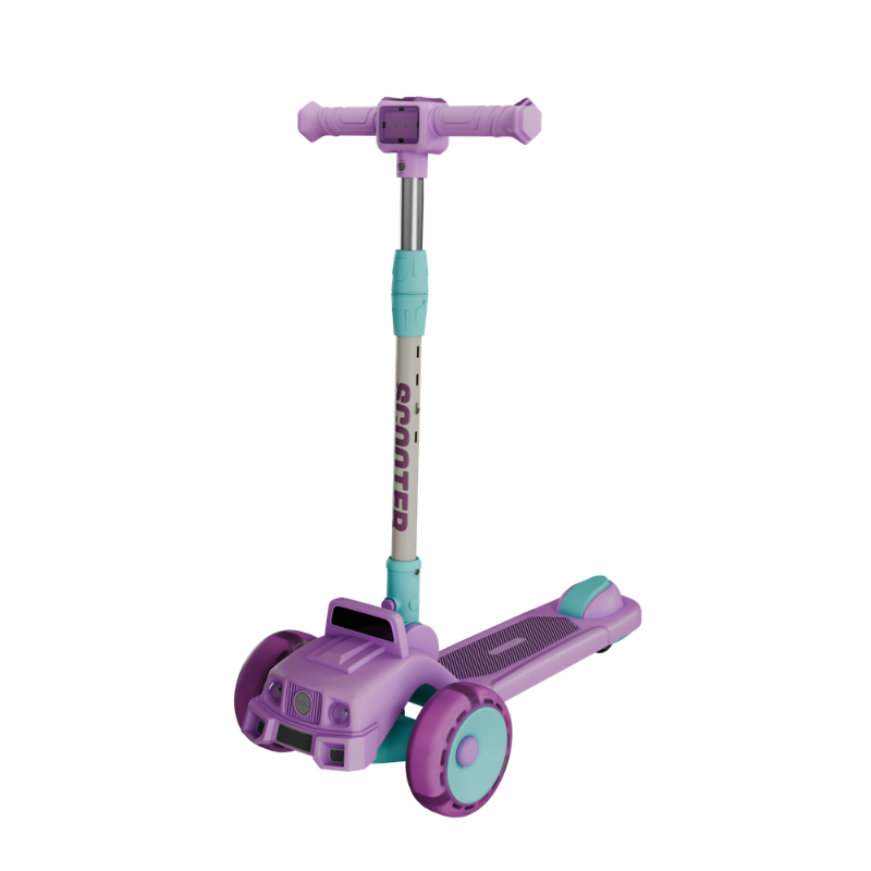 3-WHEEL KICK SCOOTER WITH MUSIC -PURPLE/SEA GREEN